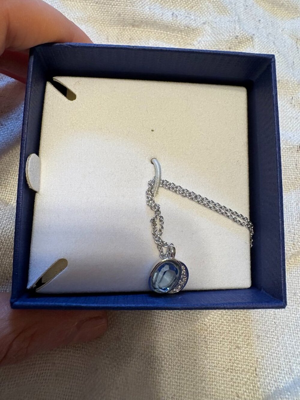 Swarovski Birth Stone Necklace (March, Light Blue Women's)